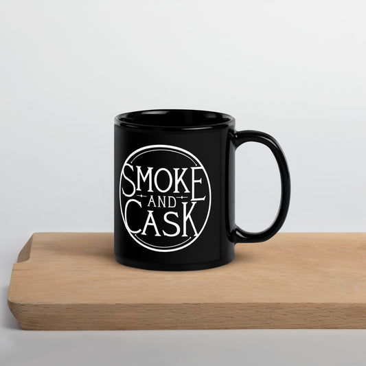 Logo | Smoke and Cask | Black Glossy Mug