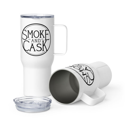 Logo | Smoke and Cask | Travel mug with a handle