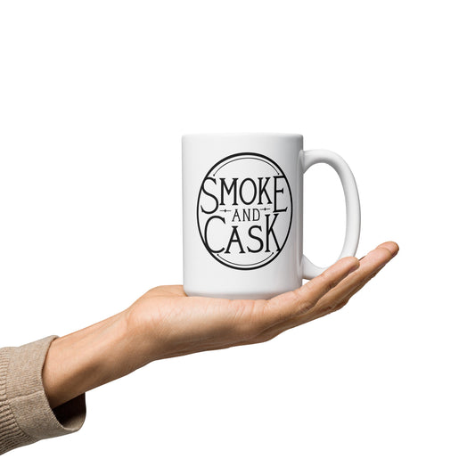 Logo | Smoke and Cask | White glossy mug